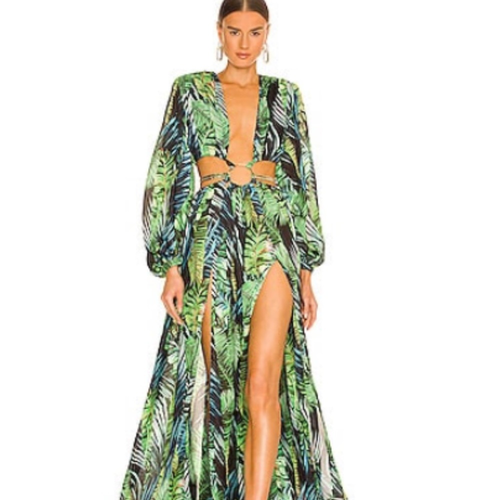 Bronx and Banco Jungle Maxi Dress in Green Multi